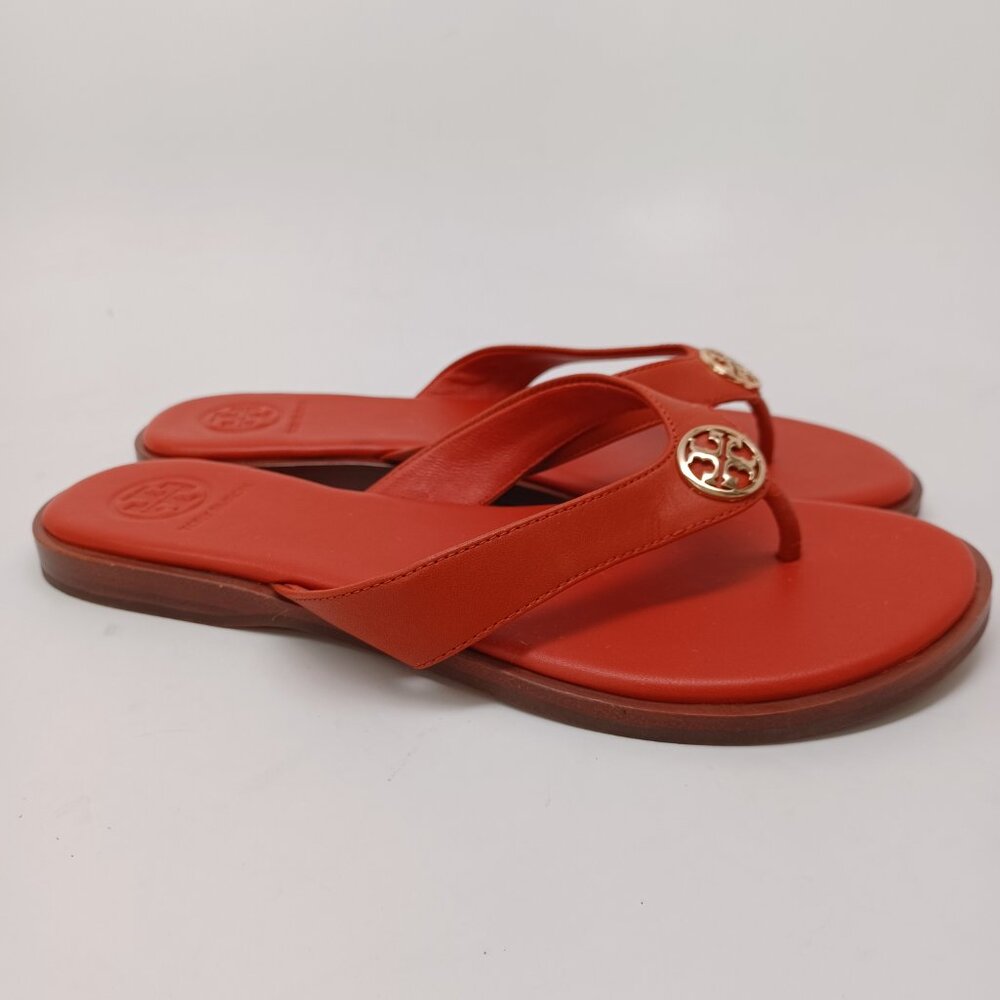Tory Burch Sandals Rust Leather Thong Flip Flops Womens 6M - Picture 6 of 12
